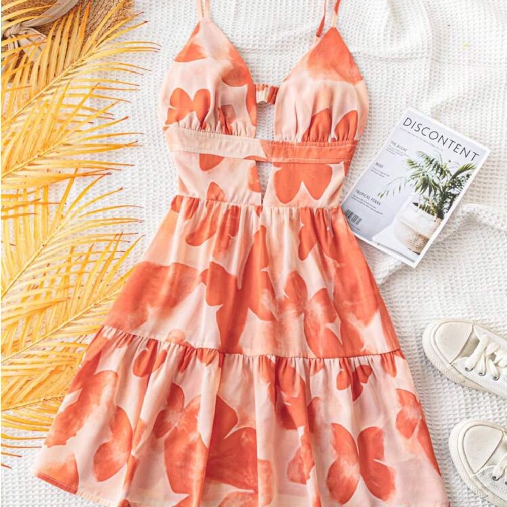 NWT 🧡 Soleia Floral Orange and White Sundress